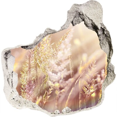 Autocollant à effet 3d trou prairie fleurie derrière le mur