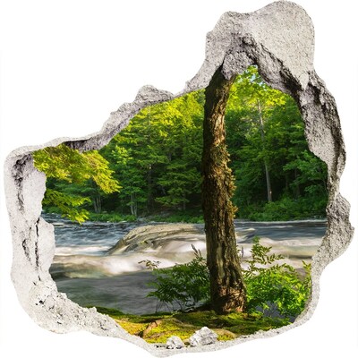 Autocollant à effet 3d trou Rivière dans la forêt grès