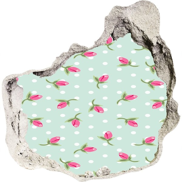 Autocollant à effet 3d trou Motif floral sur fond vert