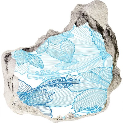 Sticker mural effet trou Le monde sous-marin en bleu