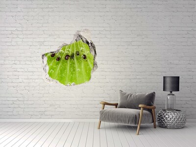 Sticker mural effet trou Fruit vert avec des gouttes d'eau