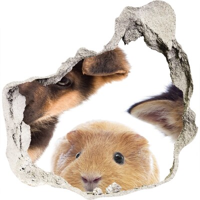 Sticker trou dans le mur Des animaux venus d'au-delà du mur