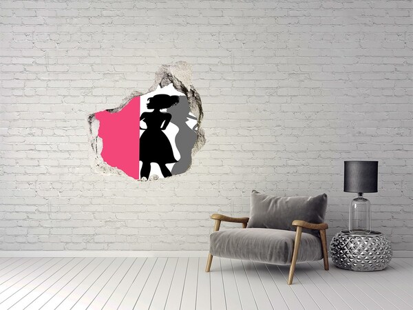 Autocollant mural trou Silhouette élégante dans un trou dans le mur