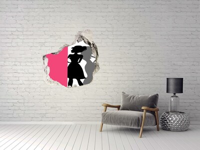 Autocollant mural trou Silhouette élégante dans un trou dans le mur
