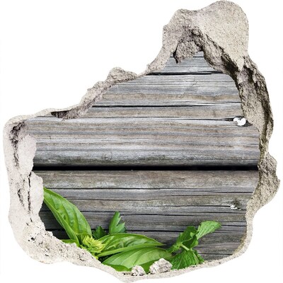 Sticker trou dans le mur Un mur abîmé avec un plancher en bois