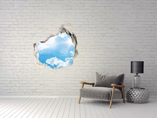 Autocollant mural trou Ciel bleu avec des nuages