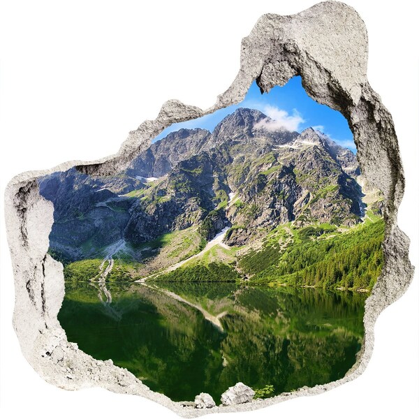 Autocollant à effet 3d trou Paysage montagneux avec un lac