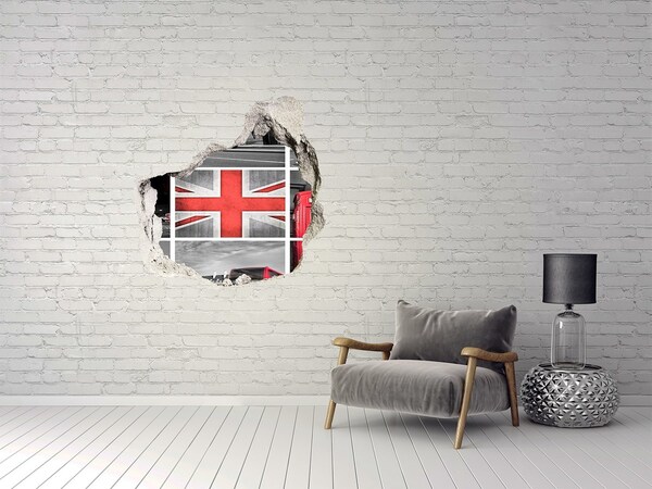 Autocollant à effet 3d trou Paysage britannique dans un trou dans le mur