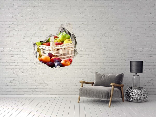 Sticker mural effet trou Un panier rempli de fruits