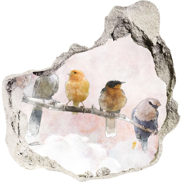 Sticker mural effet trou Oiseaux sur une branche