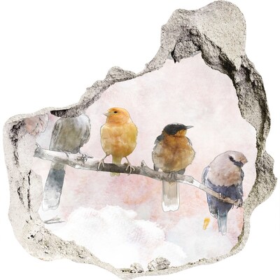 Sticker mural effet trou Oiseaux sur une branche