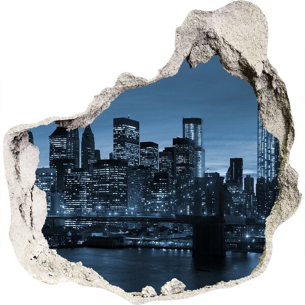 Sticker trou dans le mur Vue de New York la nuit
