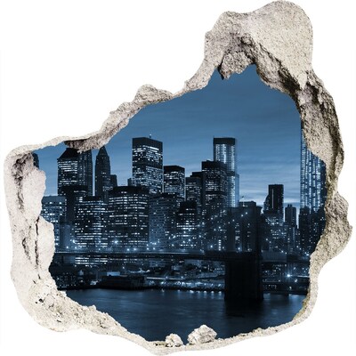 Sticker trou dans le mur Vue de New York la nuit