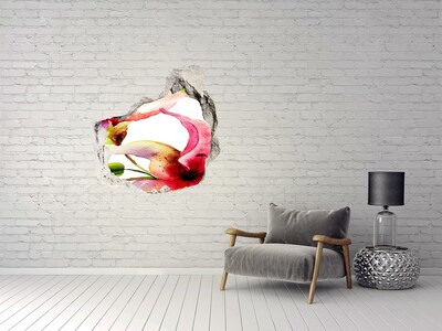 Sticker mural effet trou Une explosion florale de couleurs