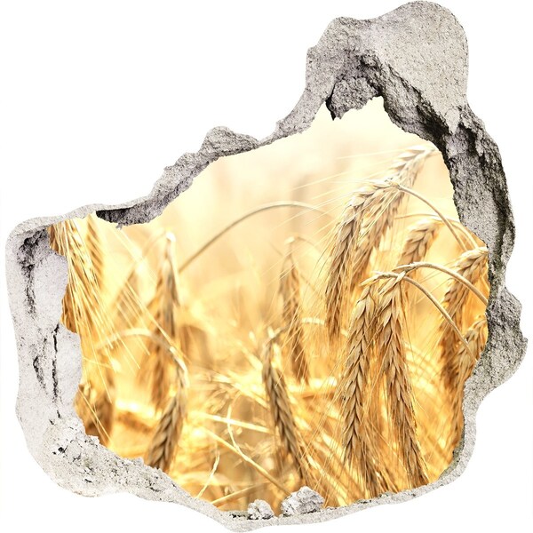 Autocollant mural trou champs de blé doré