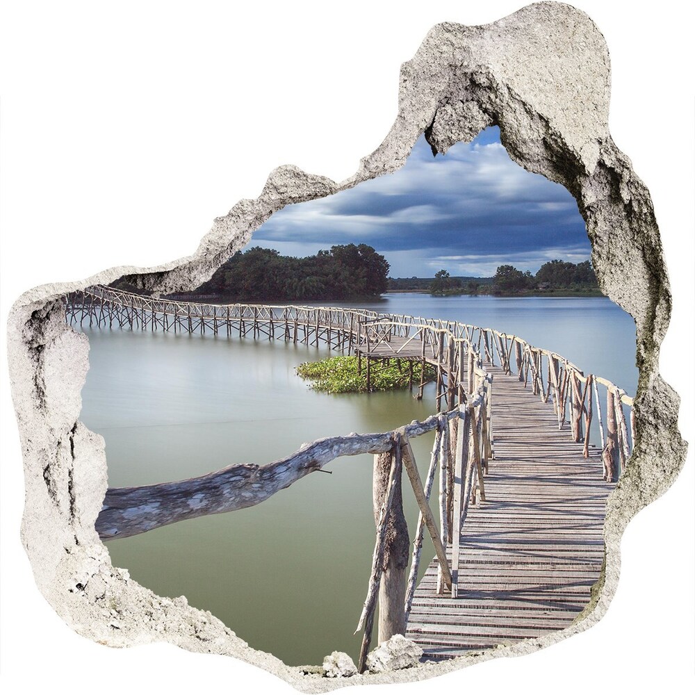 Autocollant à effet 3d trou Pont de bois grès