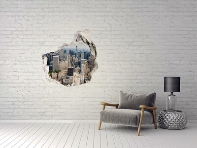 Sticker mural effet trou Vue de New York