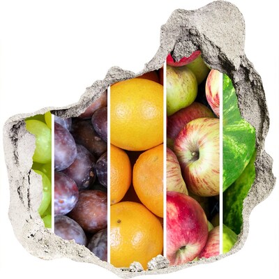 Sticker trou dans le mur Des fruits dans du béton