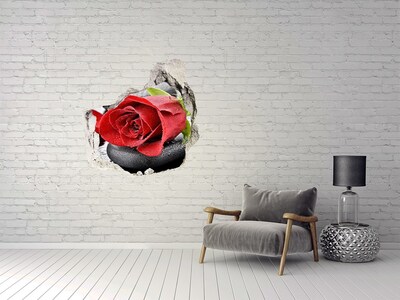 Sticker mural effet trou Rose sur les pierres