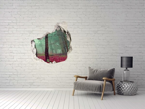 Sticker mural effet trou Forêt enchantée dans le brouillard