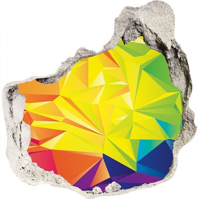 Sticker mural effet trou Une explosion colorée dans un trou en béton