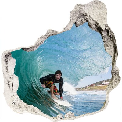 Autocollant à effet 3d trou Surfer dans l'océan