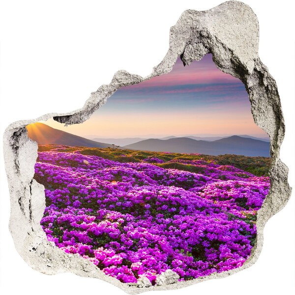 Autocollant à effet 3d trou Paysage floral dans les montagnes