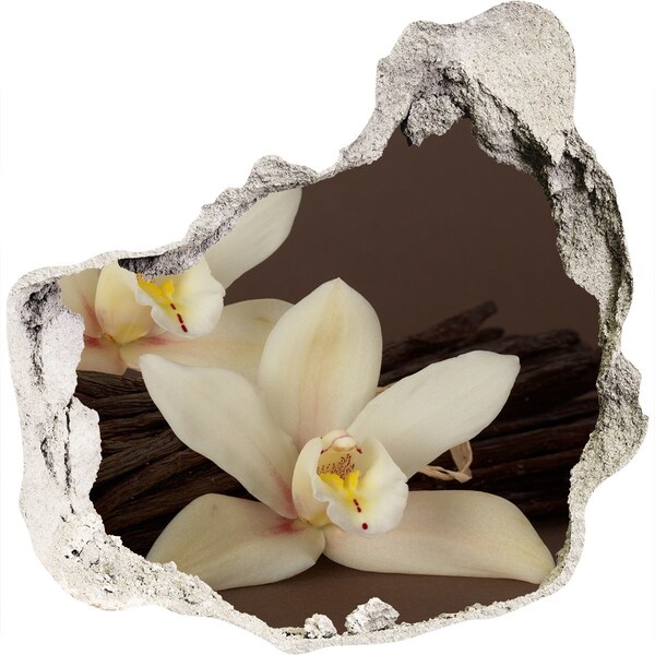 Sticker mural effet trou Des orchidées dans un mur endommagé