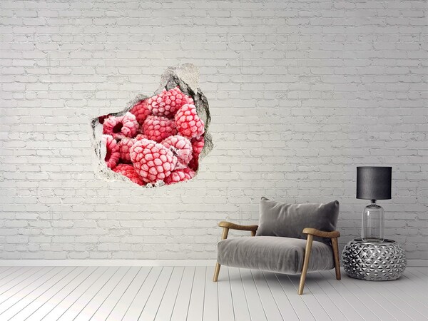 Autocollant à effet 3d trou Framboises congelées dans un trou dans le mur