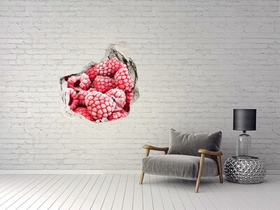 Autocollant à effet 3d trou Framboises congelées dans un trou dans le mur