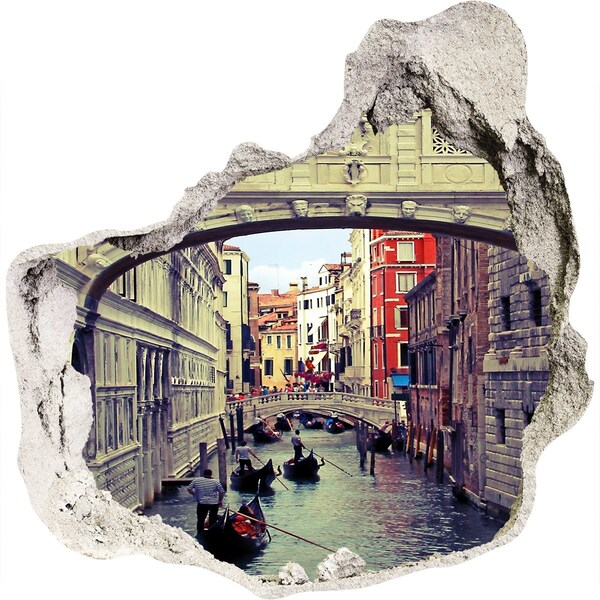 Sticker mural effet trou Venise dans le trou