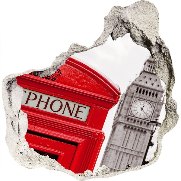 Autocollant à effet 3d trou Paysage londonien avec une cabine téléphonique