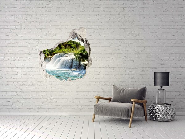 Autocollant mural trou Une cascade au milieu de la verdure