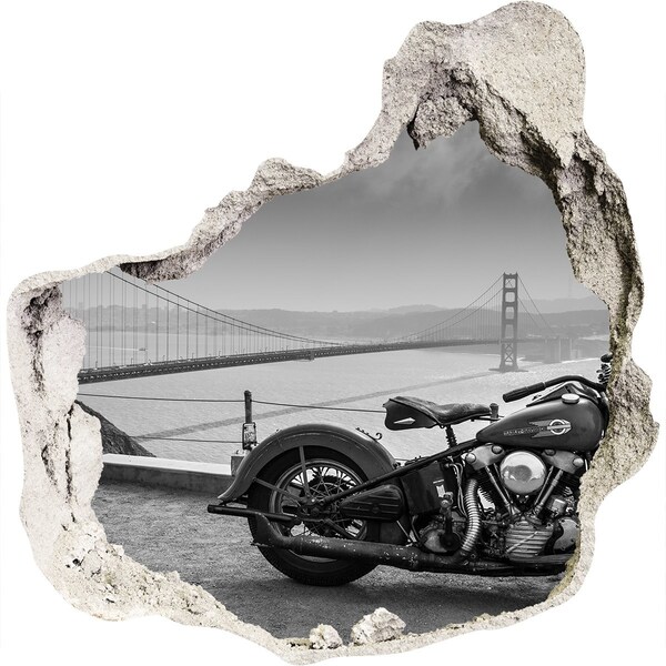 Sticker trou dans le mur Moto au Golden Gate Bridge