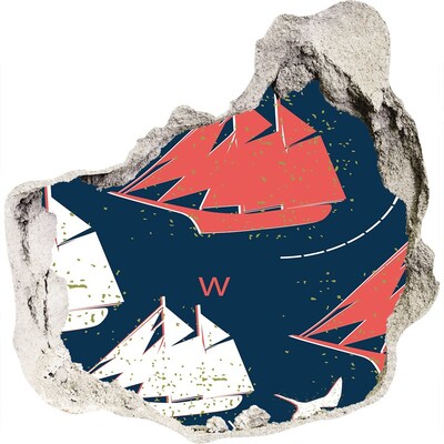 Sticker mural effet trou Navires en mer