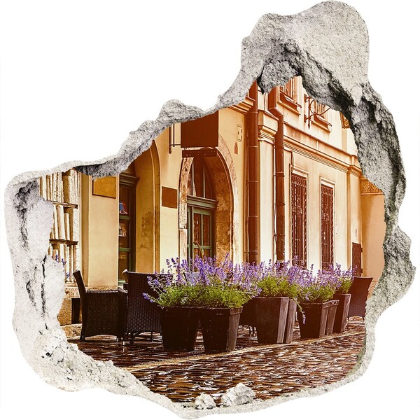 Sticker mural effet trou Un coin charmant avec de la lavande