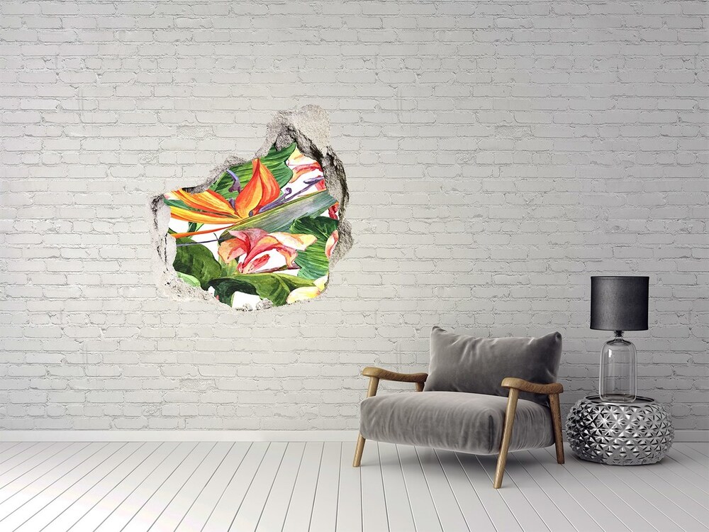 Sticker mural effet trou Fleurs tropicales plantes grès