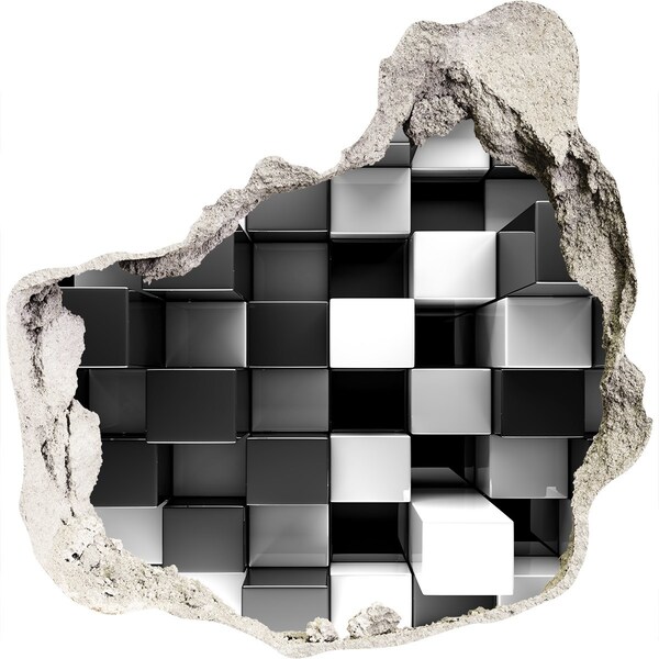 Autocollant mural trou Cubes noirs et blancs dans le mur