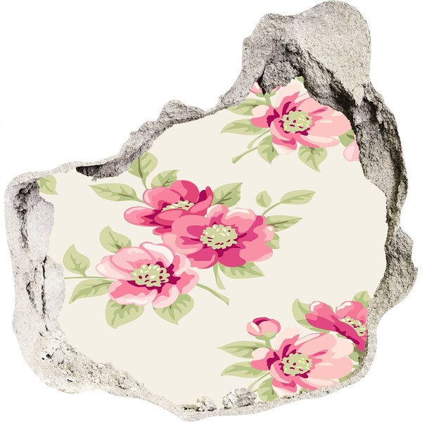 Sticker mural effet trou Oasis florale