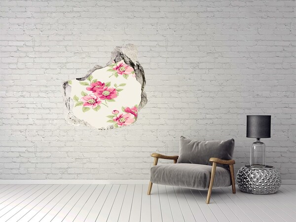 Sticker mural effet trou Oasis florale