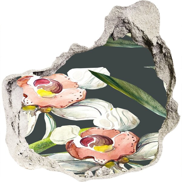 Autocollant à effet 3d trou Fleurs en béton