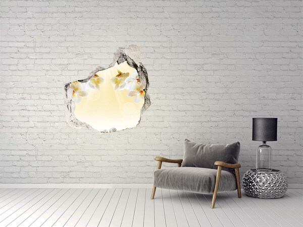 Autocollant à effet 3d trou Une oasis florale derrière le mur