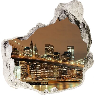 Sticker mural effet trou La silhouette de New York la nuit