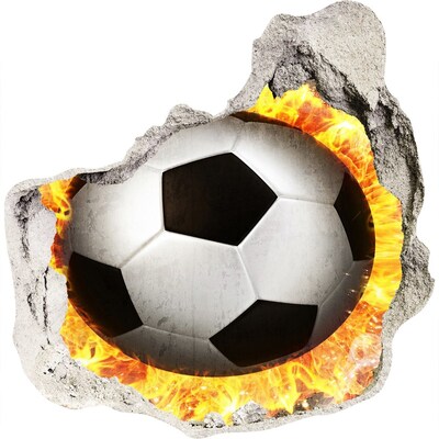 Sticker mural effet trou Football en feu