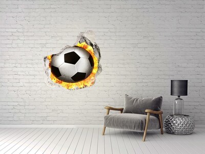 Sticker mural effet trou Football en feu