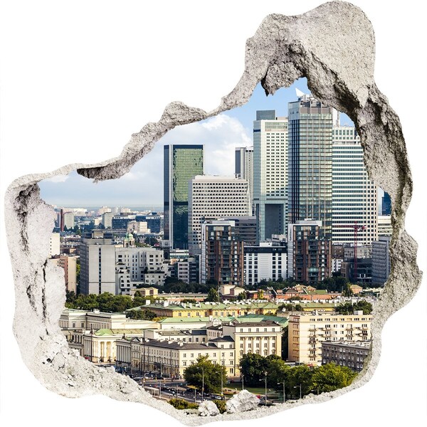 Autocollant à effet 3d trou Vue de la ville moderne