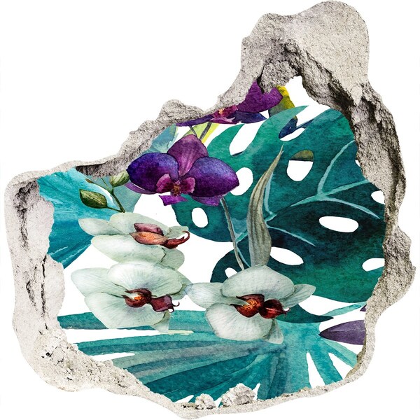 Autocollant mural trou jardin tropical caché