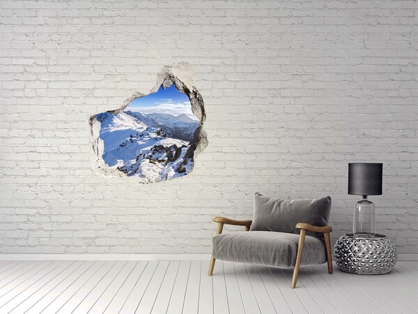 Sticker mural effet trou Paysage de montagne en hiver