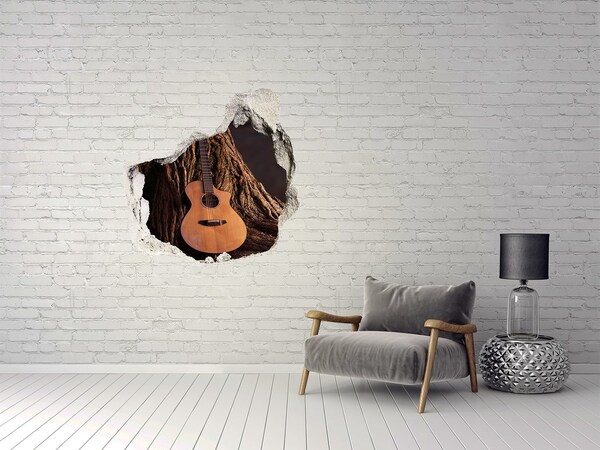 Sticker trou dans le mur Guitare dans la nature