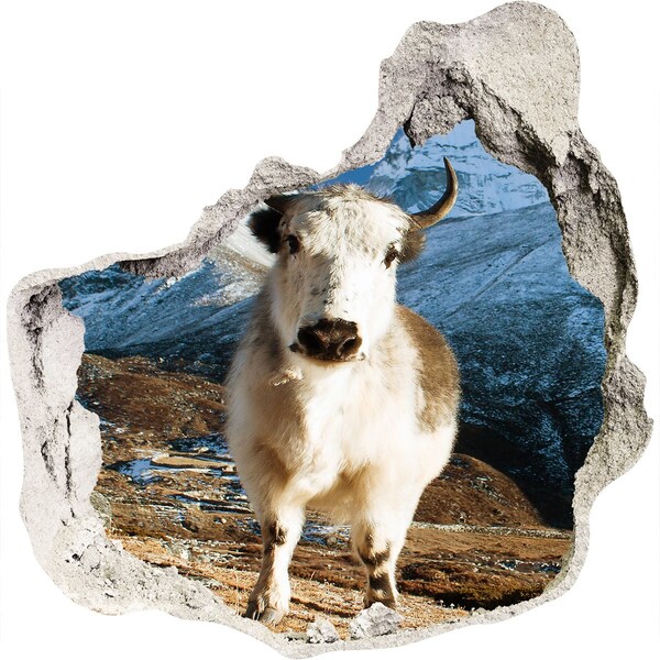 Autocollant mural trou Bison des montagnes dans un trou dans le mur